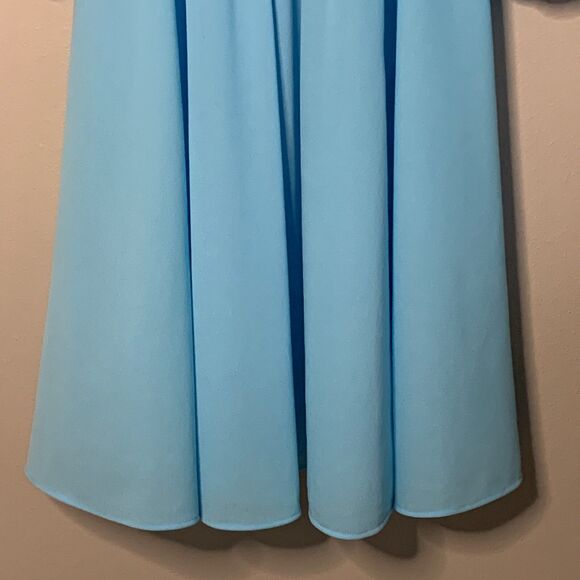 Vtg 80s Blue Midi Dress S-M Blouson White Lace 70s Mother of Bride Boston Maid - Picture 5 of 12